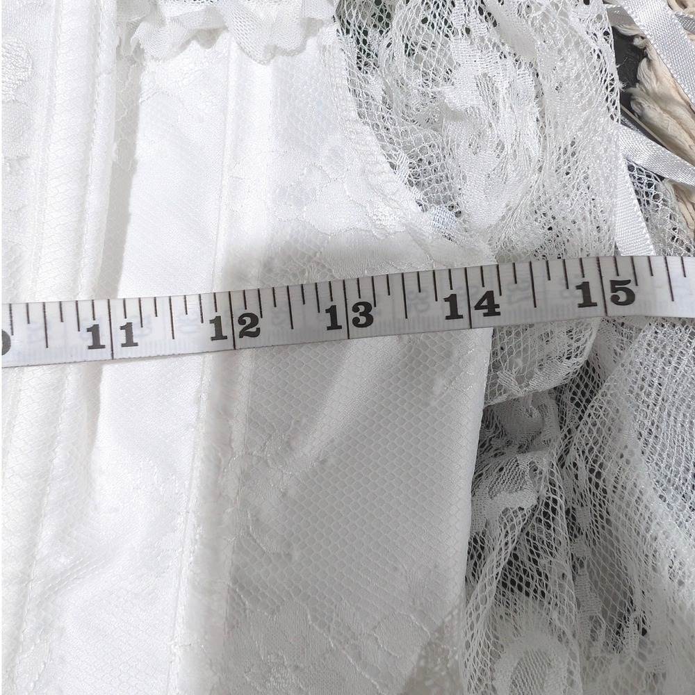 White Lace Sleeve Off Shoulder Corset Top Bustier Lace Up Back M Cosplay Fairy - Picture 11 of 11